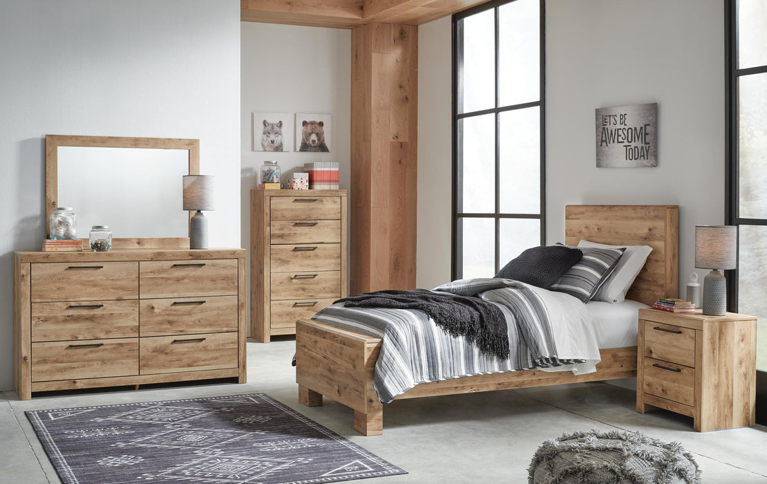 Hyanna Twin Panel Bed, Dresser, Mirror and Nightstand
