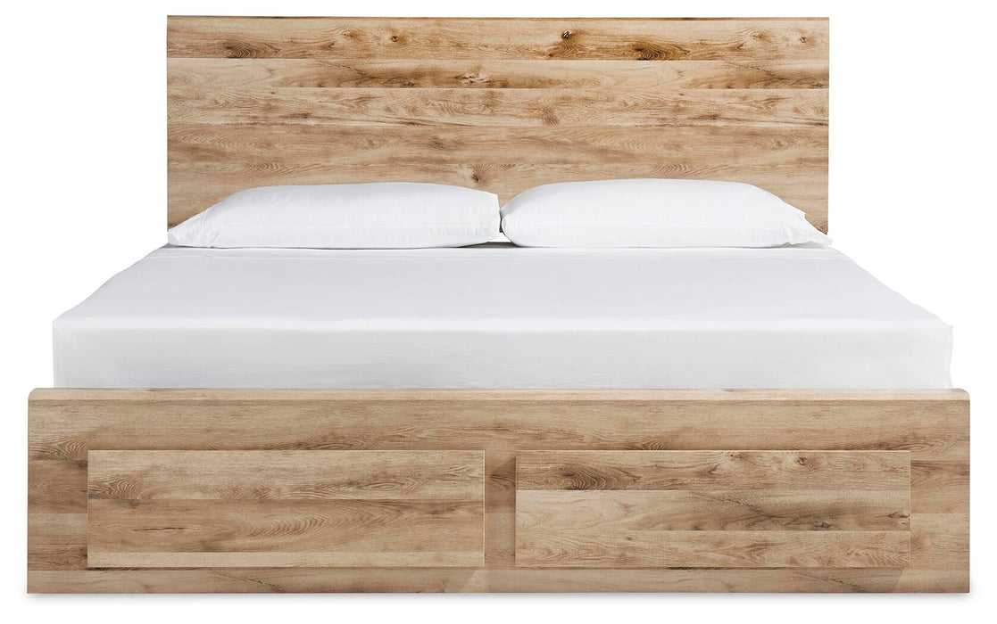 Hyanna King Panel Storage Bed with 2 Under Bed Storage Drawers, Dresser, Mirror, Chest and Nightstand