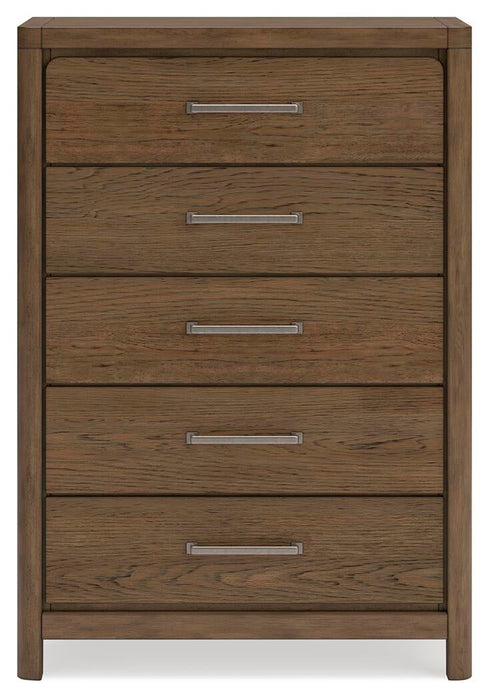 Cabalynn California King Upholstered Bed with Mirrored Dresser, Chest and Nightstand