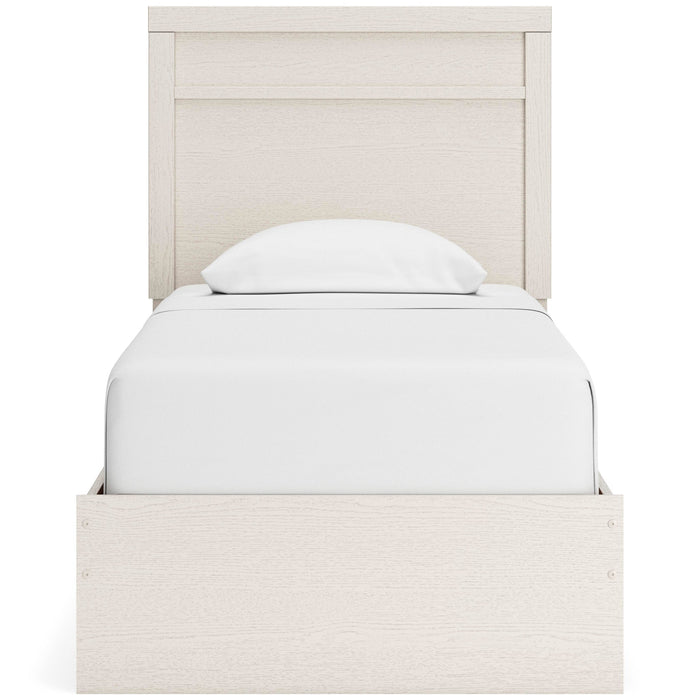Stelsie Twin Panel Bed with Mirrored Dresser