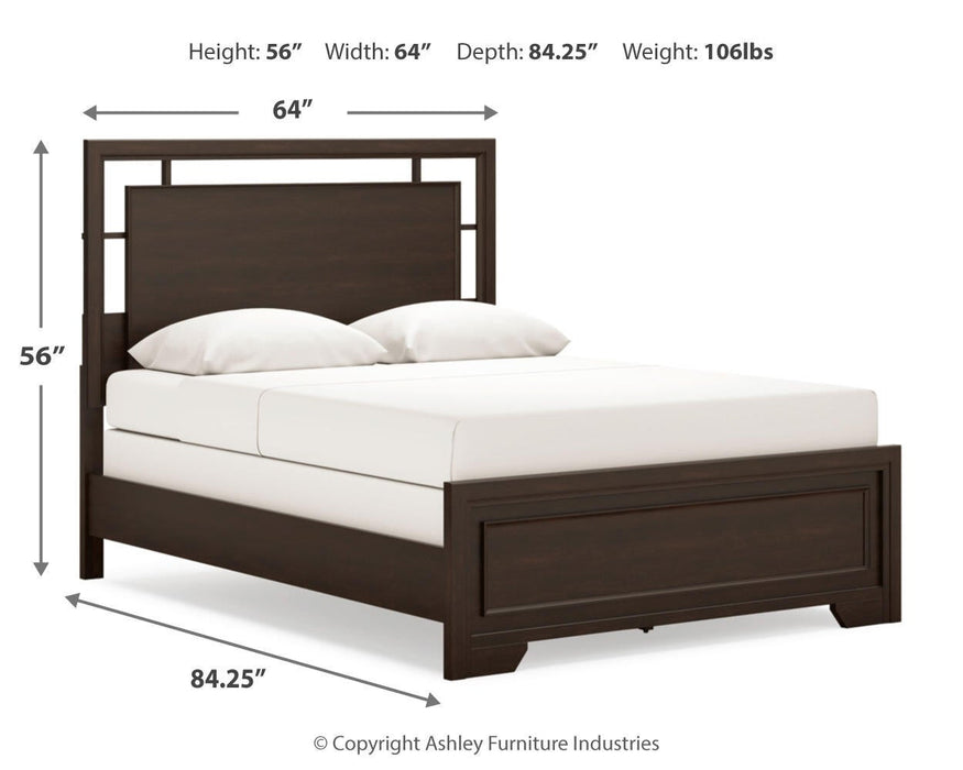 Covetown Queen Panel Bed with Mirrored Dresser