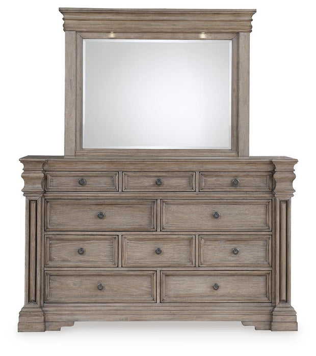 Blairhurst California King Panel Bed, Dresser, Mirror, Chest and Nightstand