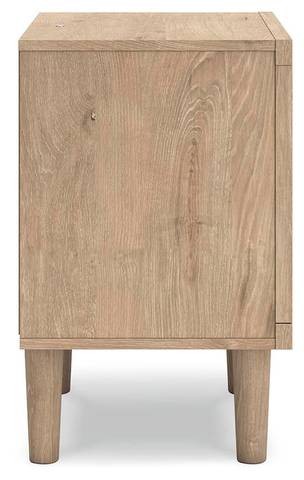 Cielden Full Upholstered Panel Bed with Mirrored Dresser and Nightstand