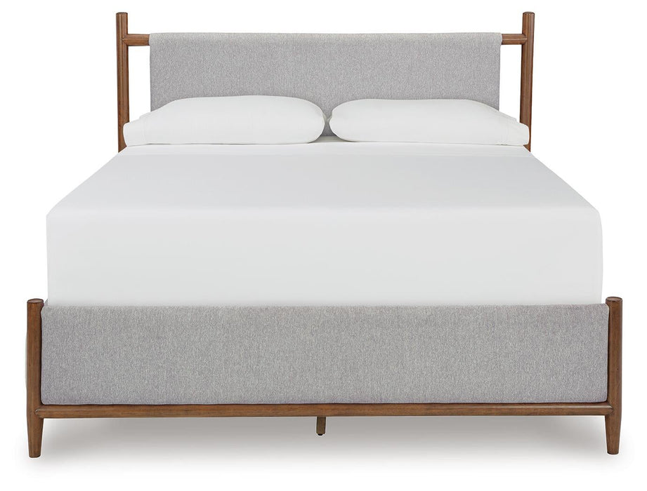 Lyncott Queen Upholstered Panel Bed, Dresser, Mirror, Chest and Nightstand