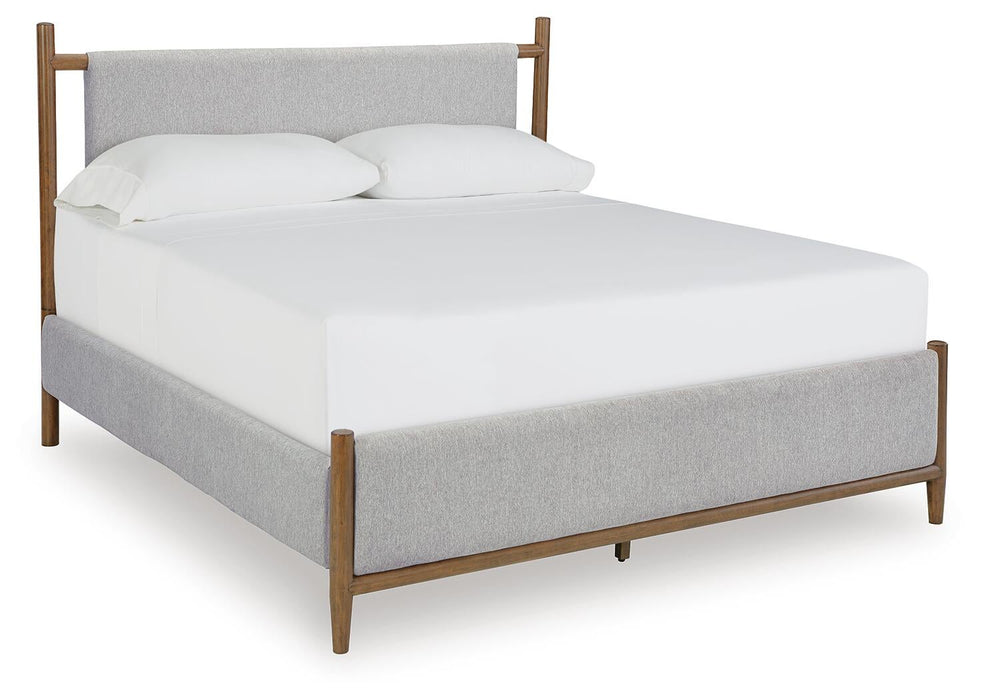Lyncott Queen Upholstered Panel Bed, Dresser, Mirror, Chest and Nightstand