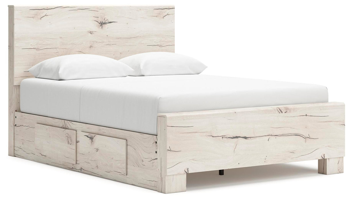 Lawroy Queen Panel Bed with Storage, Dresser and Mirror