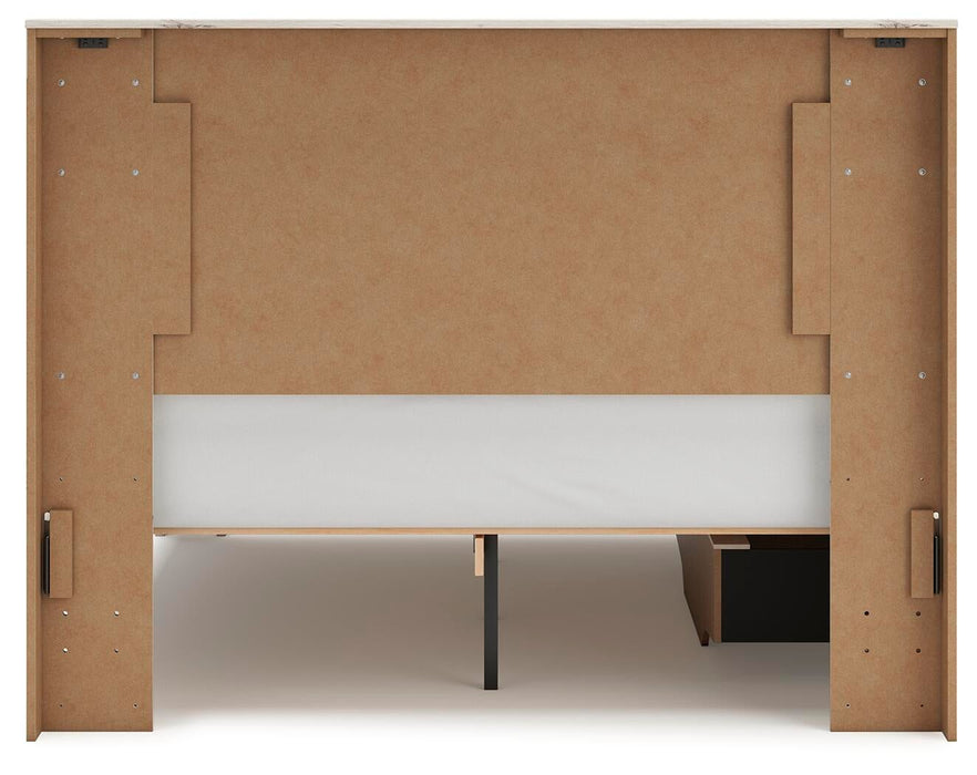 Lawroy Queen Panel Bed with Storage, Dresser and Mirror