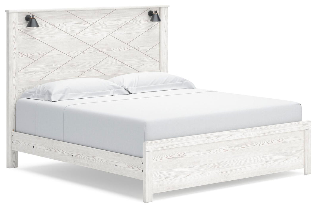 Gerridan King Panel Bed with Mirrored Dresser, Chest and Nightstand
