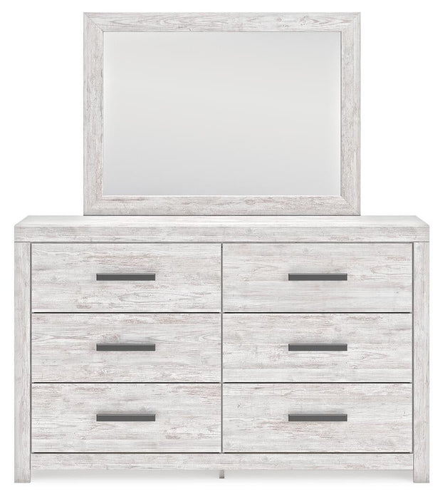 Cayboni Twin Panel Bed with Mirrored Dresser