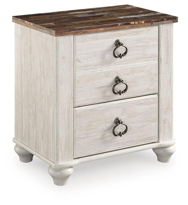 Willowton Queen Panel Bed with Mirrored Dresser and Nightstand