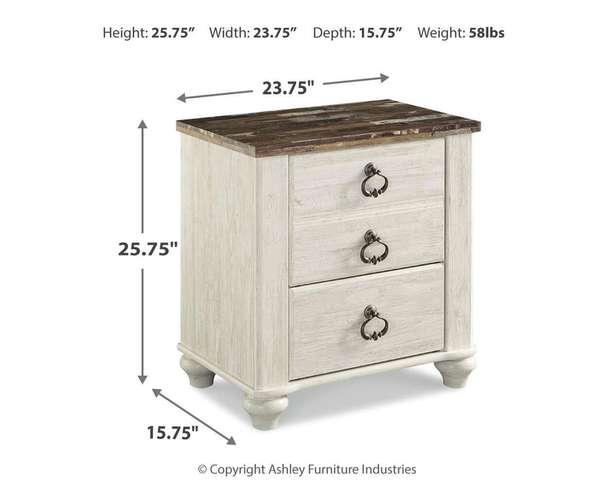Willowton Queen Panel Bed with Mirrored Dresser and Nightstand