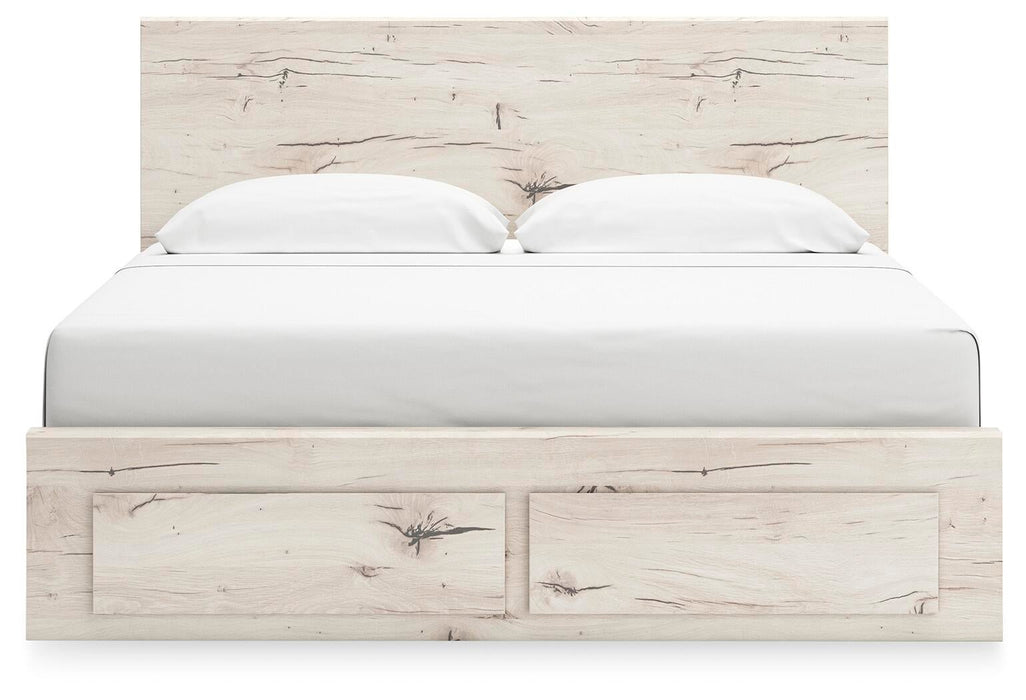 Lawroy King Panel Storage Bed, Dresser, Mirror and Nightstand