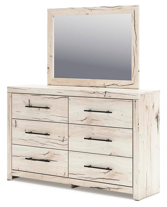 Lawroy King Panel Bed with Storage, Dresser and Mirror