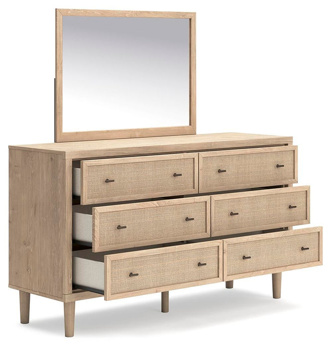 Cielden Full Panel Headboard with Mirrored Dresser