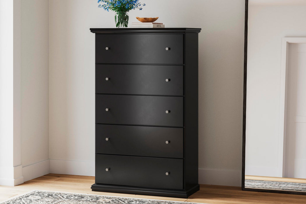 Maribel Queen Panel Bed, Dresser, Mirror, Chest and Nightstand