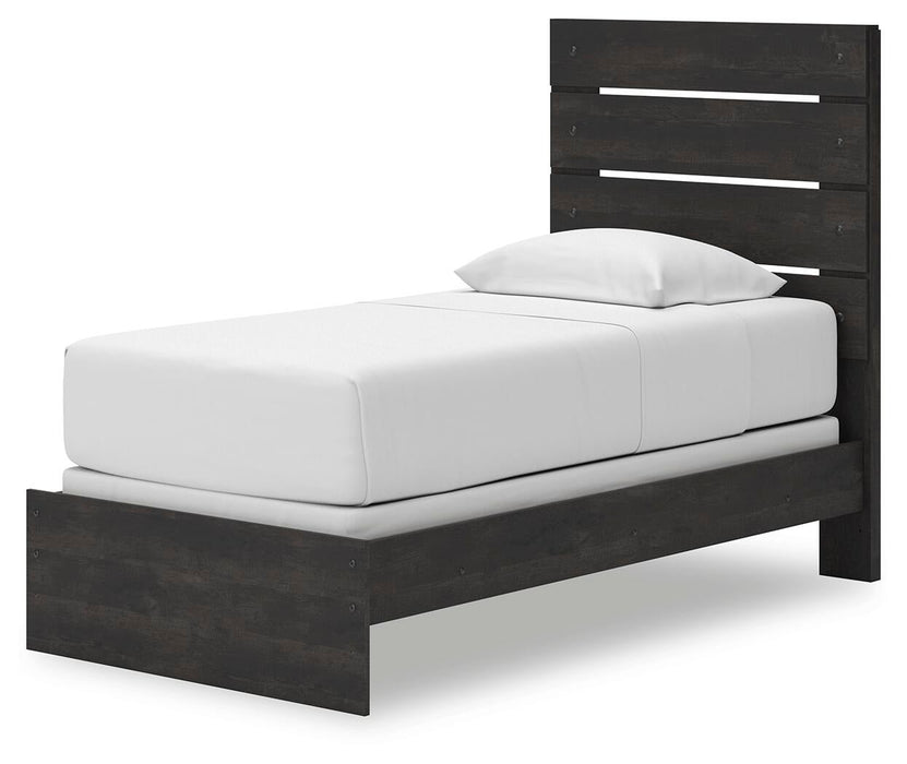 Delmorta Twin Panel Bed, Dresser, Mirror and Nightstand