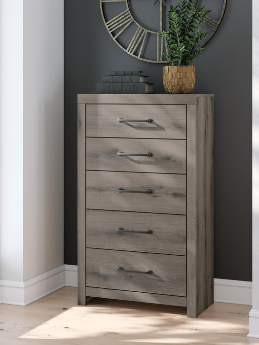 Urbanoore King Panel Bed, Dresser, Mirror, Chest and Nightstand