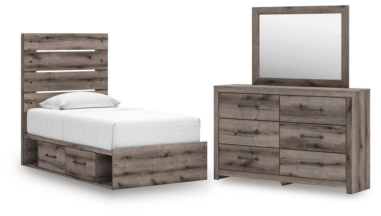 Urbanoore Twin Panel Storage Bed, Dresser and Mirror