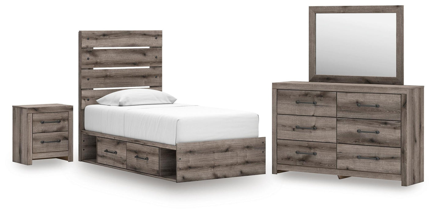 Urbanoore Twin Panel Storage Bed, Dresser, Mirror and Nightstand