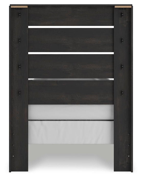 Delmorta Twin Panel Bed, Dresser and Mirror