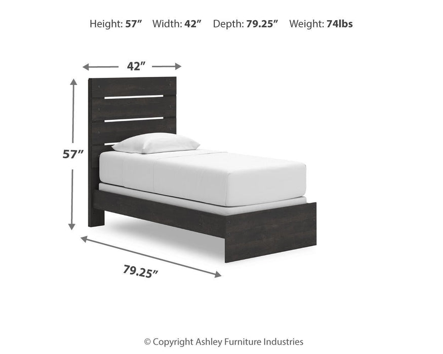 Delmorta Twin Panel Bed, Dresser and Mirror