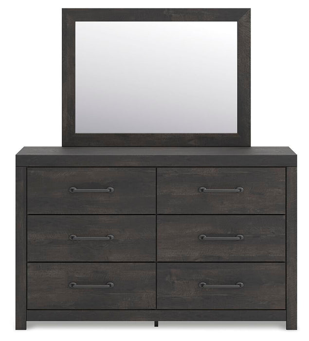Delmorta Full Panel Bed, Dresser, Mirror and Nightstand