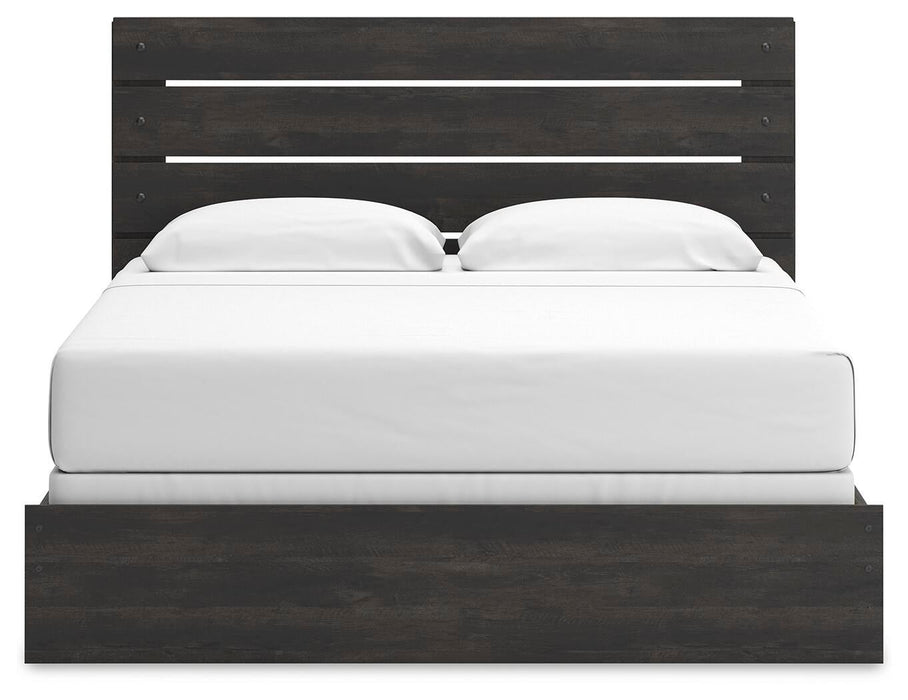 Delmorta King Panel Bed, Dresser, Mirror and Nightstand