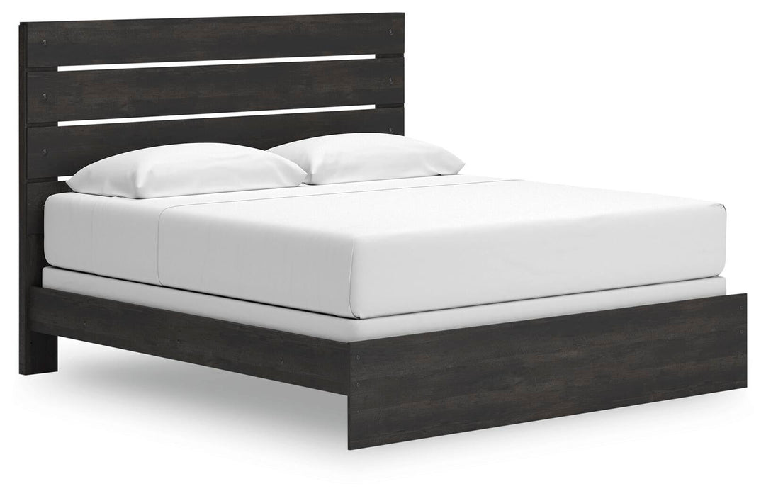 Delmorta King Panel Bed, Dresser, Mirror and Nightstand