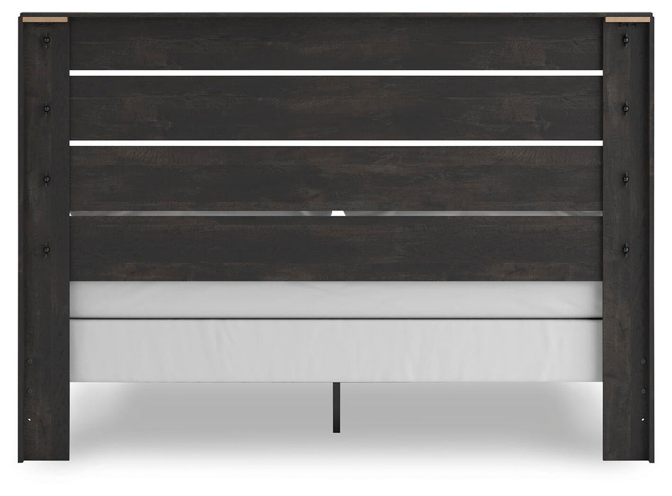 Delmorta King Panel Bed, Dresser, Mirror and Nightstand