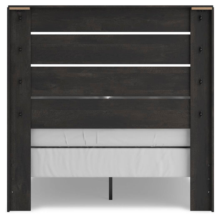 Delmorta Full Panel Bed, Dresser and Mirror