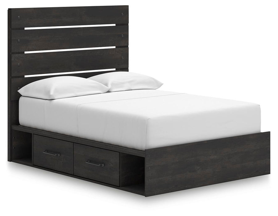 Delmorta Full Panel Storage Bed, Dresser and Mirror
