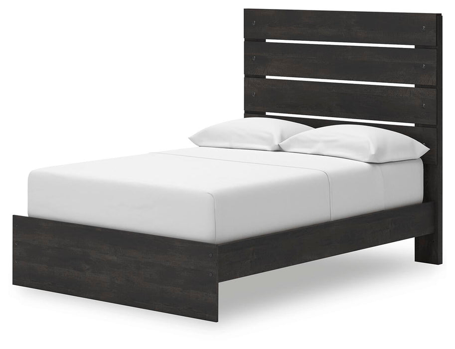 Delmorta Full Panel Storage Bed, Dresser and Mirror