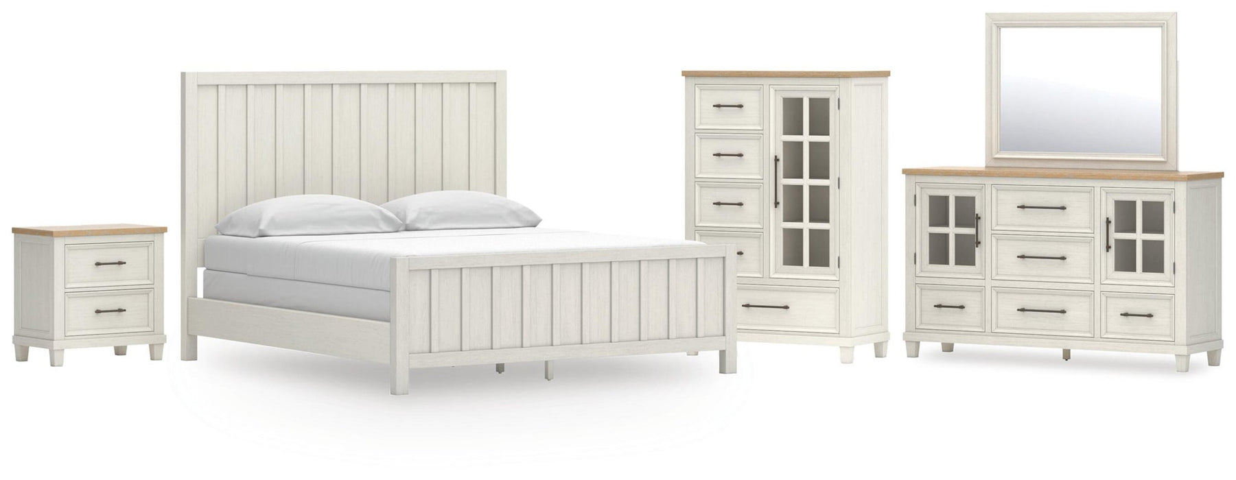 Shaybrock California King Panel Bed, Dresser, Mirror, Chest and Nightstand