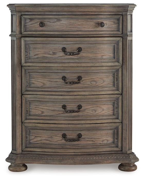 Ardenfield California King Upholstered Sleigh Bed, Dresser, Mirror, Chest and Nightstand