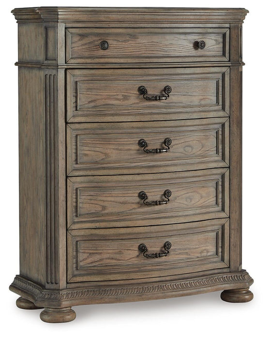 Ardenfield King Upholstered Sleigh Bed, Dresser, Mirror, Chest and Nightstand
