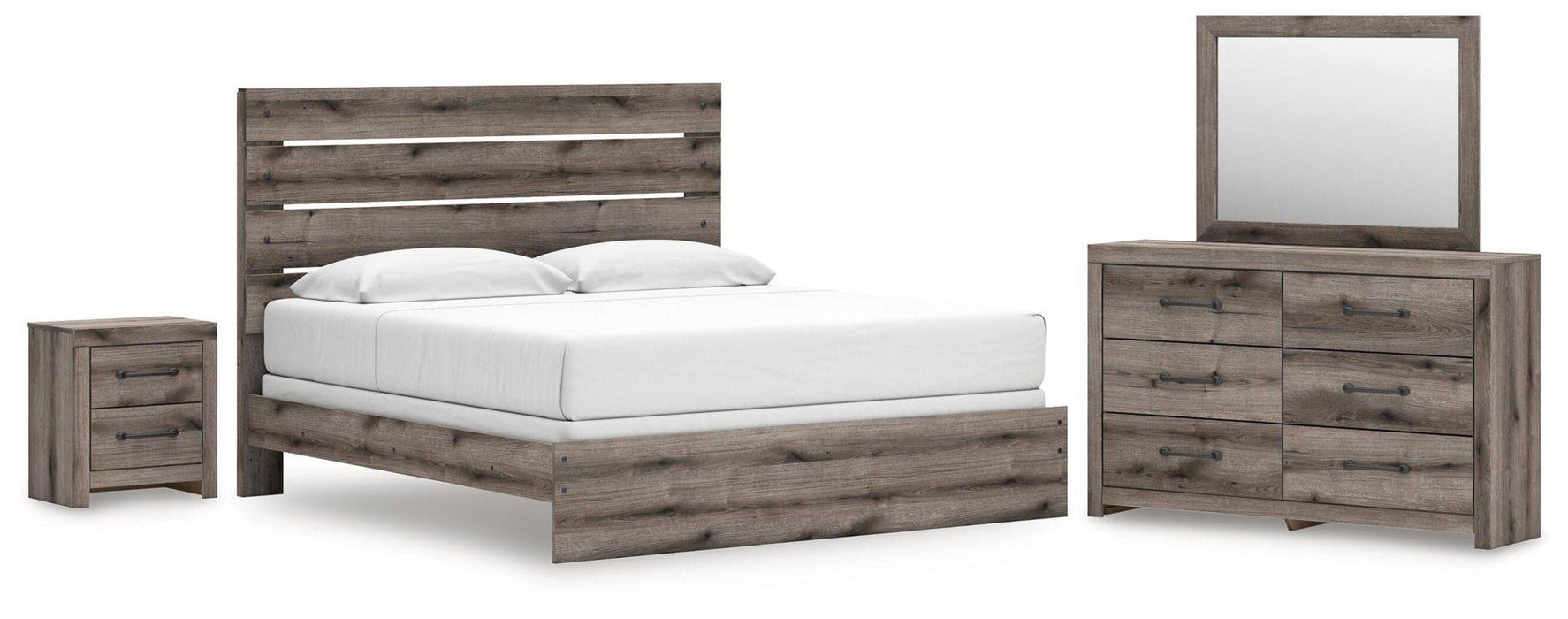 Urbanoore King Panel Bed, Dresser, Mirror and Nightstand