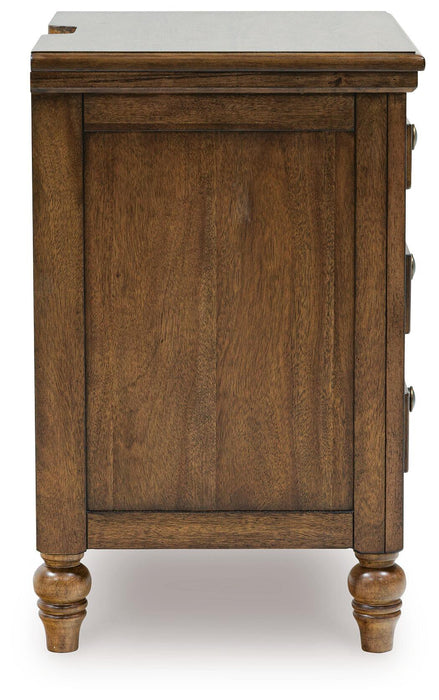Sturlayne King Upholstered Panel Bed, Dresser, Mirror and Nightstand