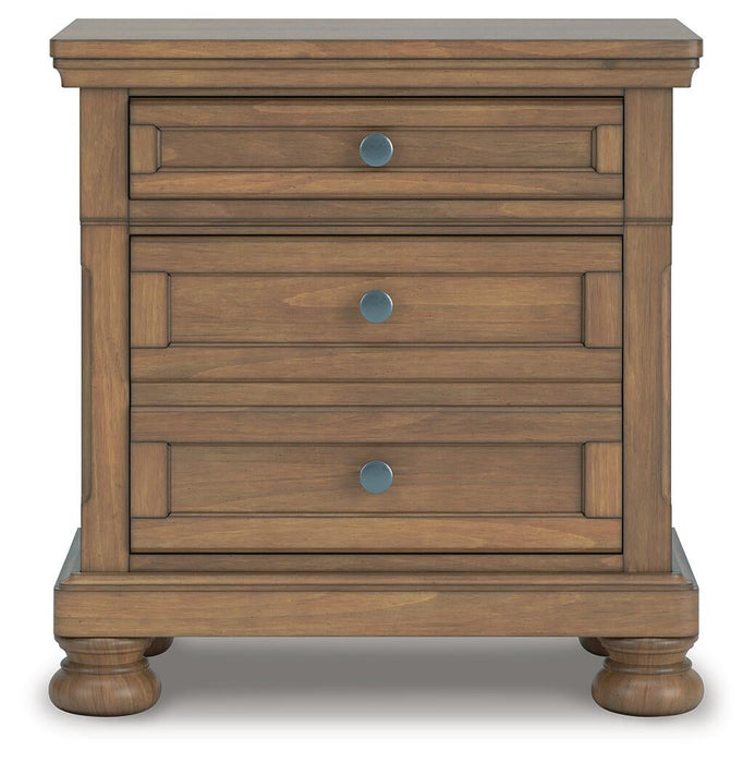Vandenmore Queen Storage Sleigh Bed with Mirrored Dresser, Chest and Nightstand