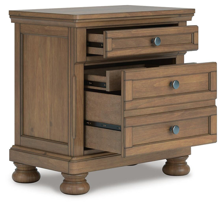 Vandenmore Queen Storage Sleigh Bed with Mirrored Dresser, Chest and Nightstand