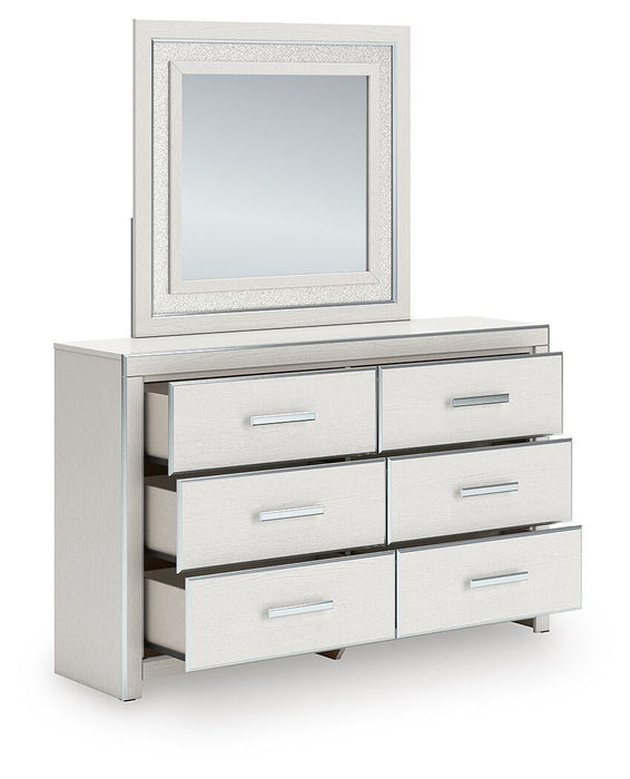Birmonton King Upholstered Panel Platform Bed, Dresser, Mirror, Chest and Nightstand