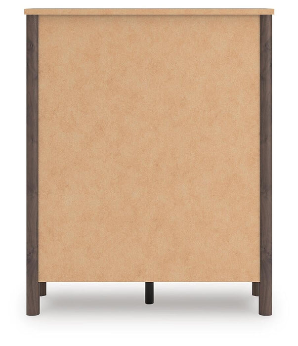 Cadmori King Upholstered Panel Bed, Dresser, Mirror, Chest and Nightstand