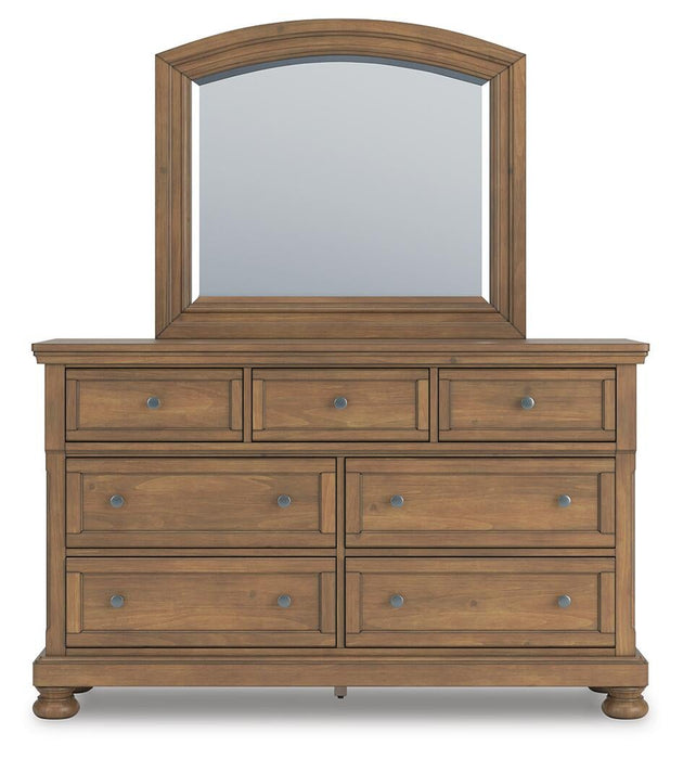 Vandenmore Queen Panel Bed with Mirrored Dresser, Chest and Nightstand