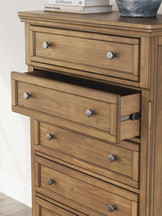 Vandenmore Queen Panel Bed with Mirrored Dresser, Chest and Nightstand