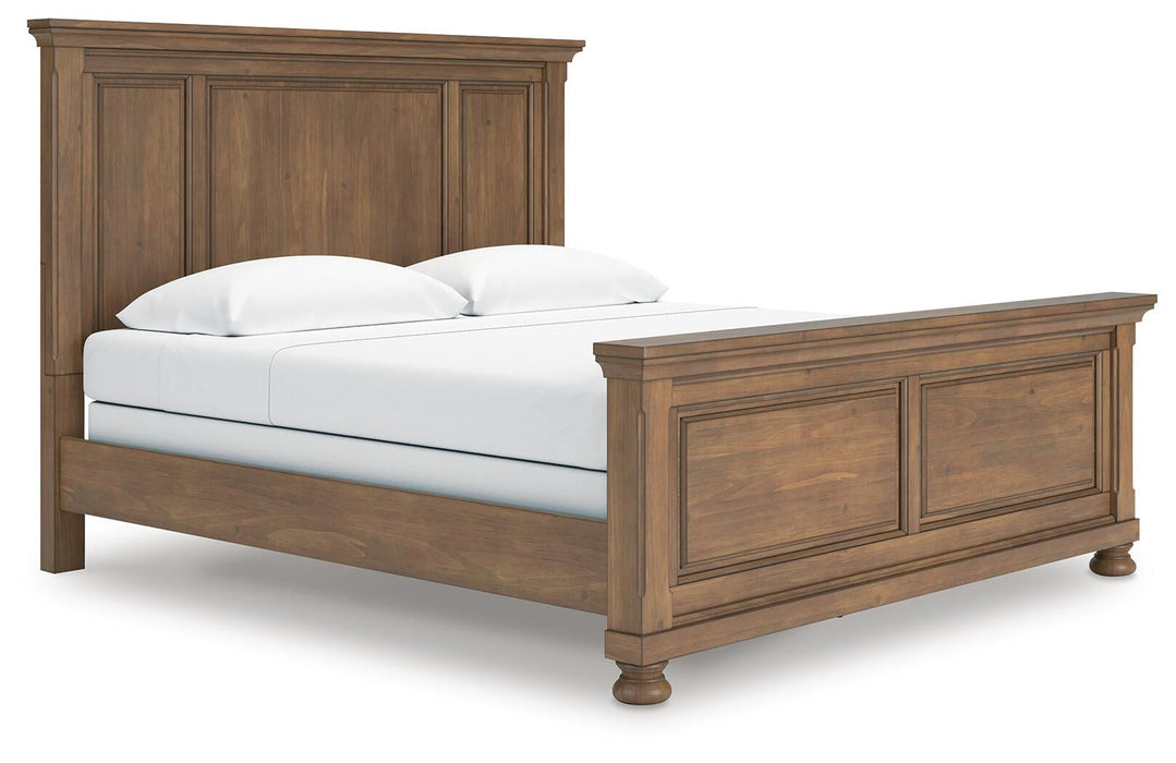 Vandenmore King Panel Bed with Mirrored Dresser, Chest and Nightstand