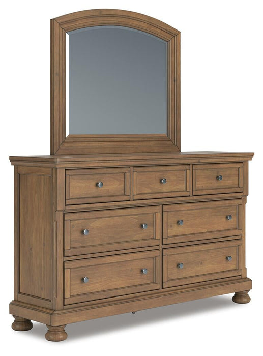 Vandenmore California King Panel Bed with Mirrored Dresser