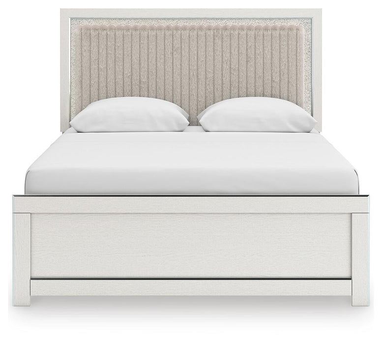 Birmonton Queen Upholstered Panel Platform Bed, Dresser, Mirror, Chest and Nightstand