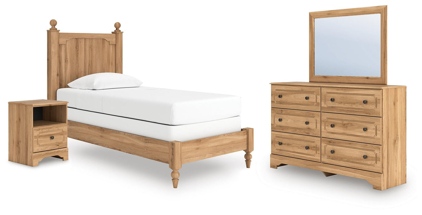 Galletyn Twin Panel Bed with Mirrored Dresser and Nightstand