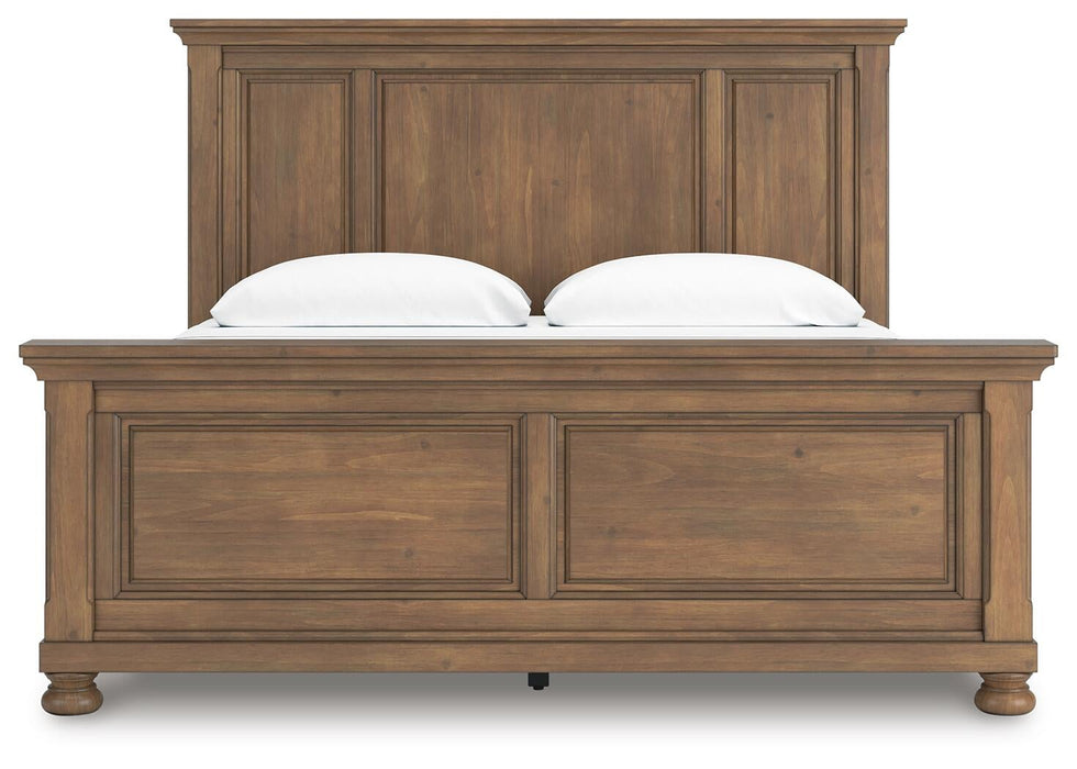 Vandenmore King Panel Bed with Mirrored Dresser and Nightstand