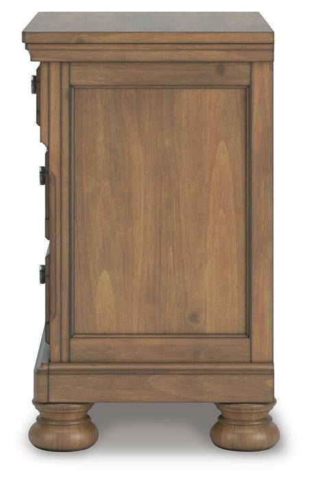 Vandenmore King Panel Bed with Mirrored Dresser and Nightstand