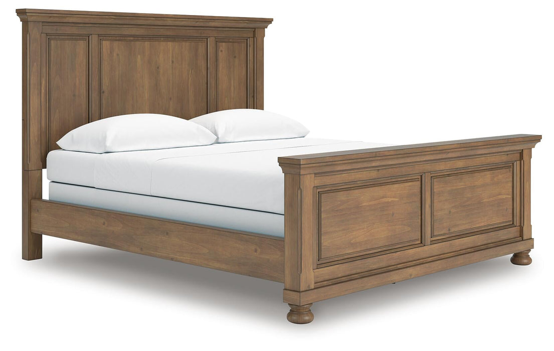 Vandenmore California King Panel Bed with Mirrored Dresser, Chest and Nightstand